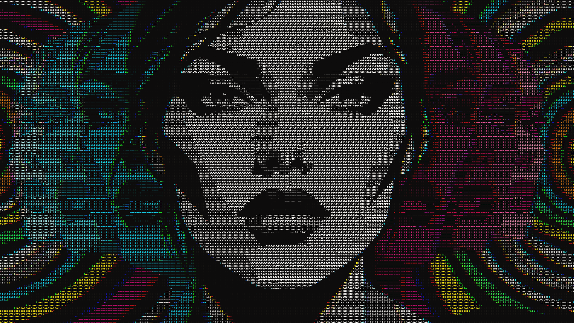 Echo Bust, a marble figure dissolving into drifting signals, drawn in ASCII glyphs